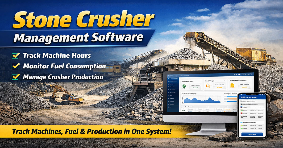 Aeropos ERP Stone Crusher Management Module for Production, Fuel, Trips & Machine Tracking